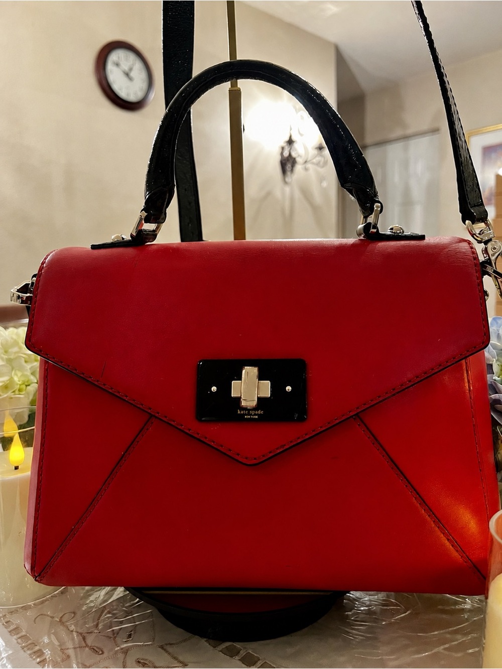 Kate Spade Post Street Little Nadine Red Leather Satchel MSRP $428